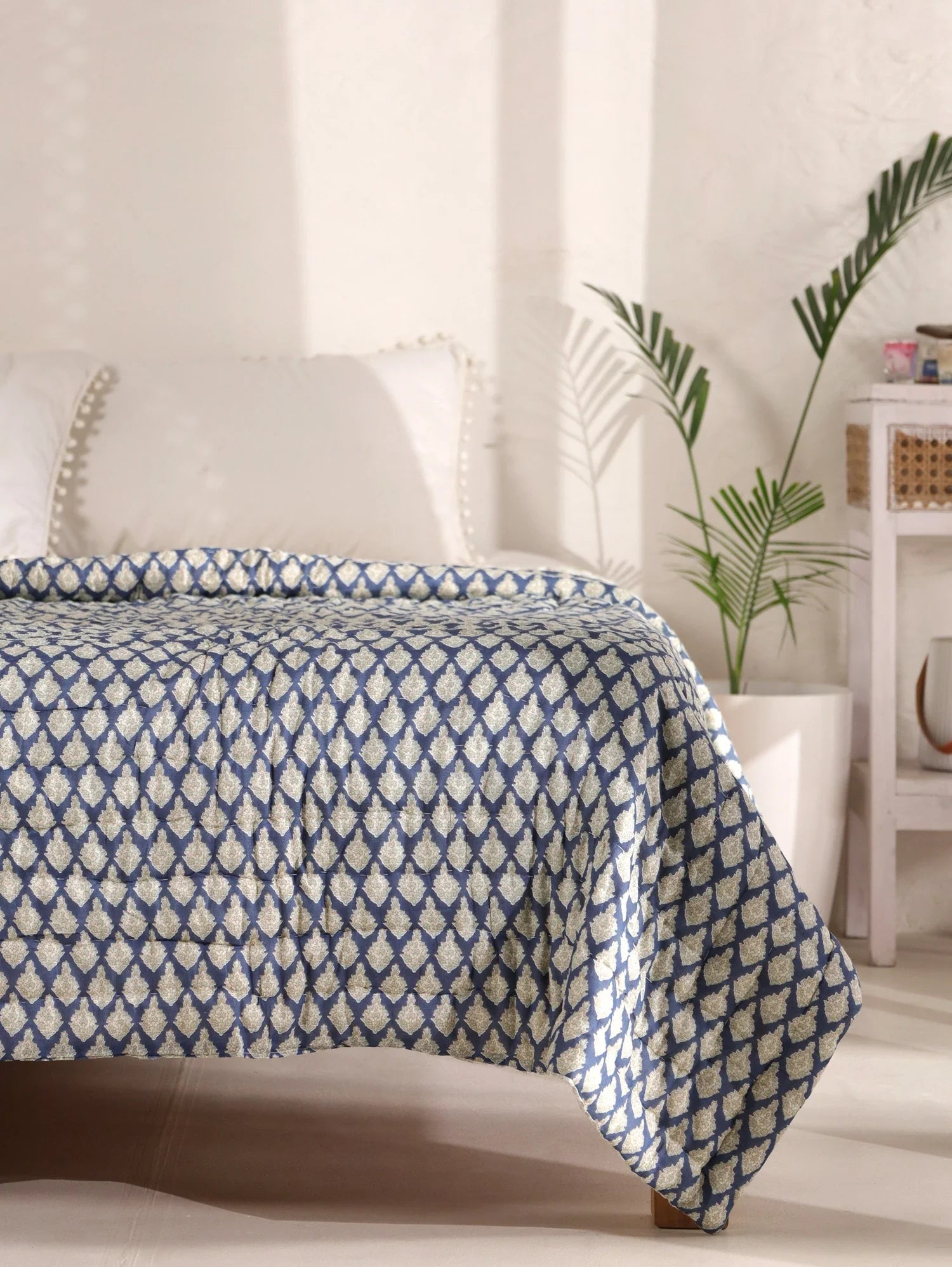 All Season Jaipuri Quilt | 100% Pure Cotton | Block Print | Single Bed - Taisha